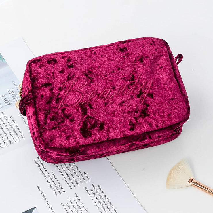 Ella Velvet Compact Makeup Bag